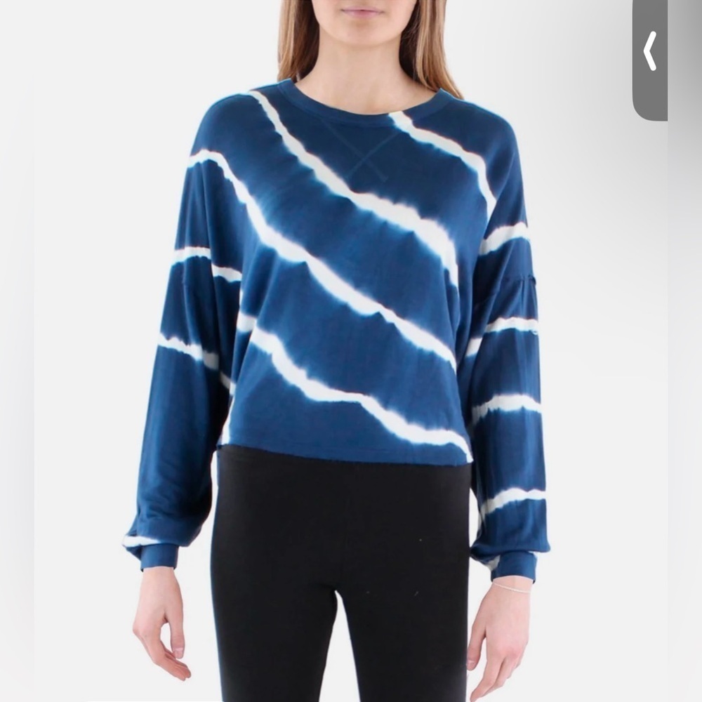 New Anthropologie Maronie‎ Women’s Navy Pullover Crewneck Crop Top Size Large